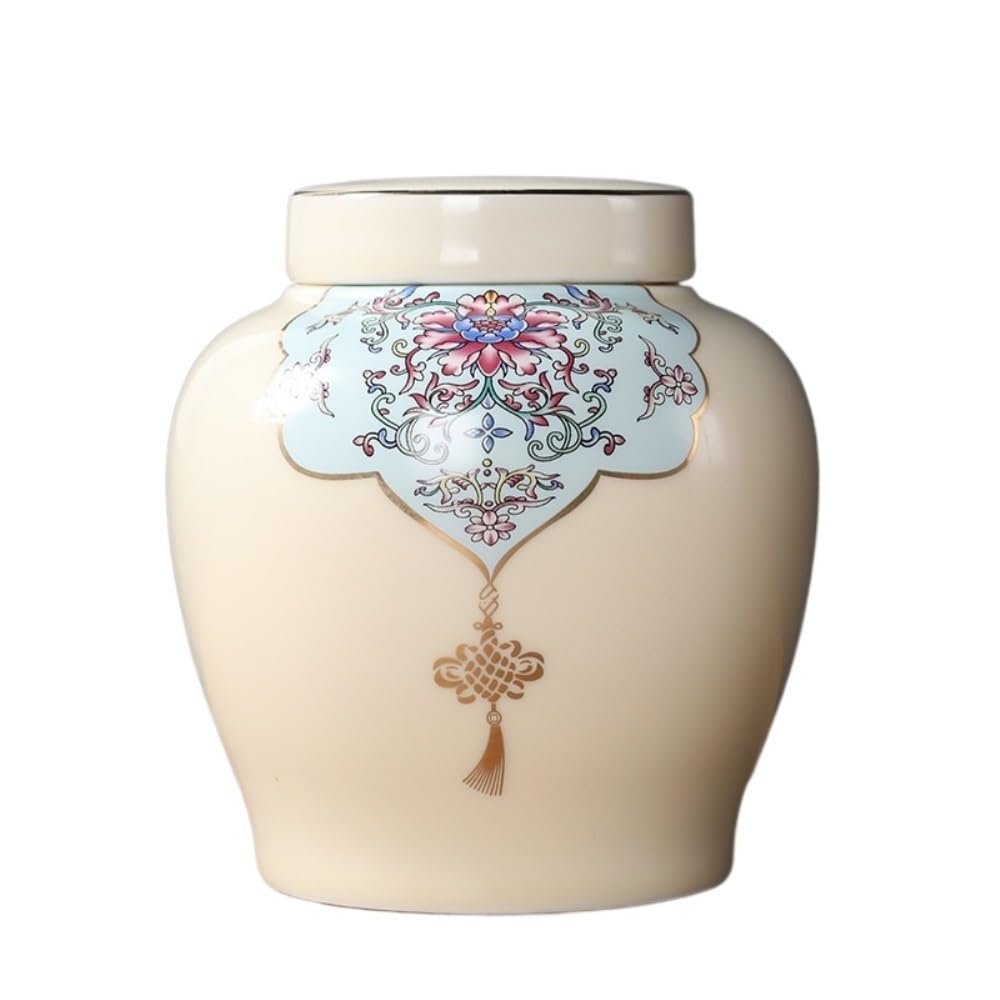 Tea Organizer and Storage Jar, Colorful Ceramic Tea Canister with Lid
