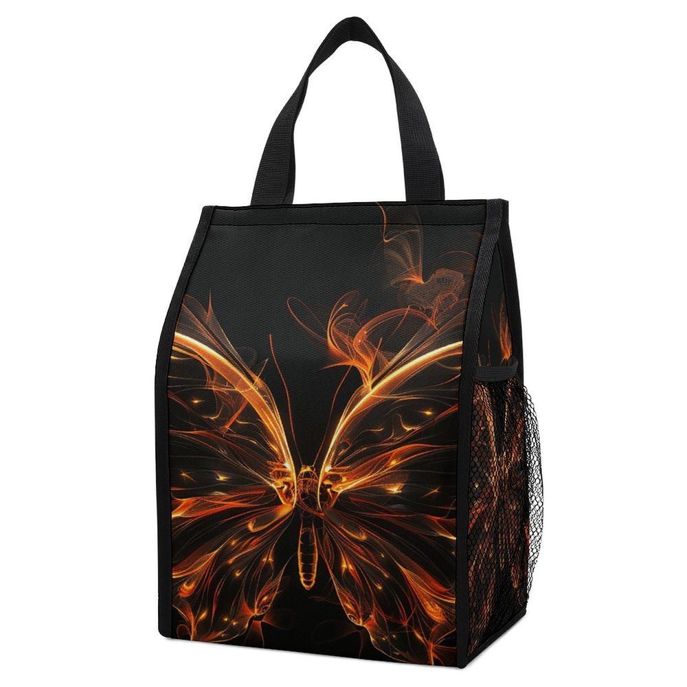 Insulated Lunch Bag for Women and Men, Fire Butterfly Design