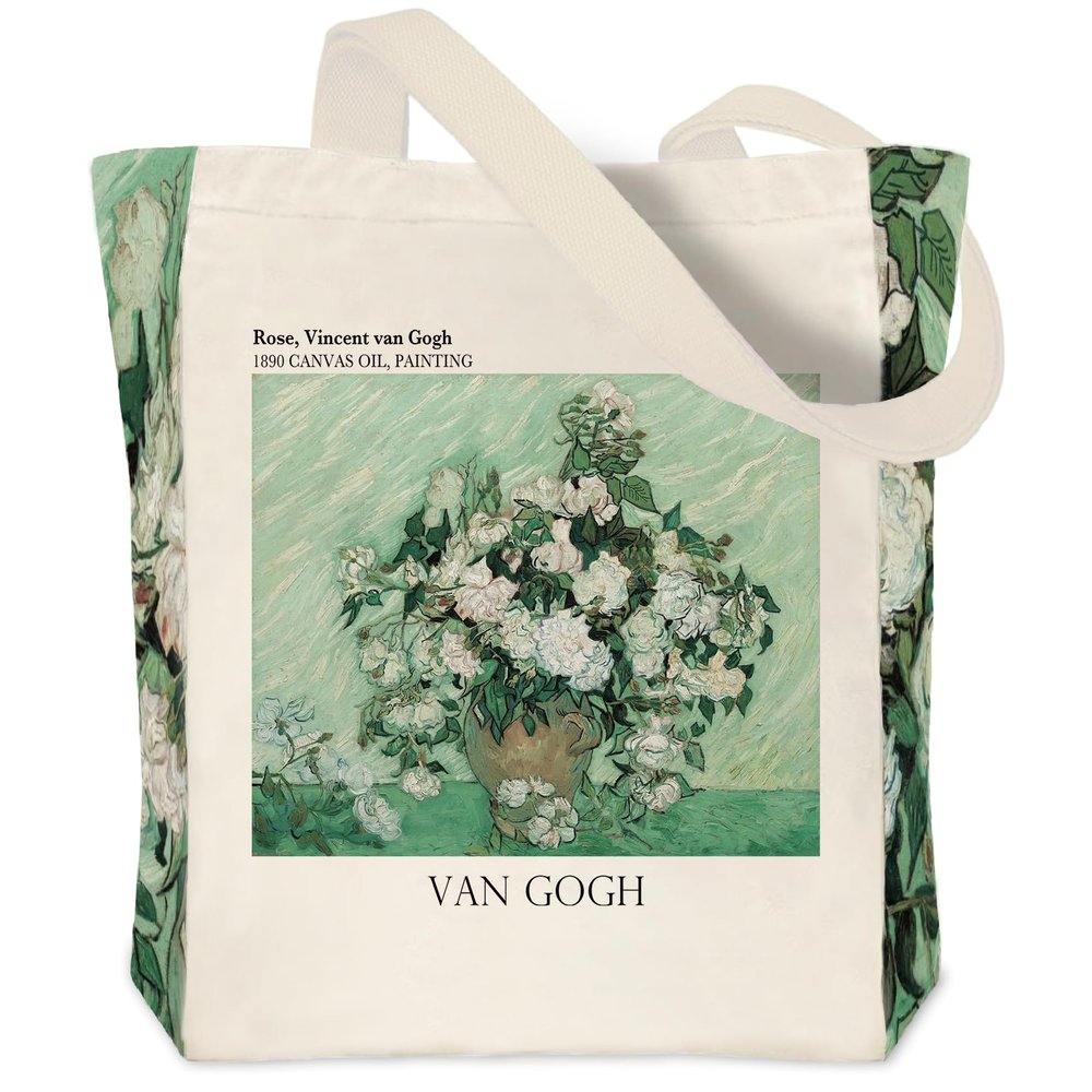 Crocothemis Aesthetic Vintage Canvas Tote Bag, Reusable, Customizable, Van Gogh 03, Large