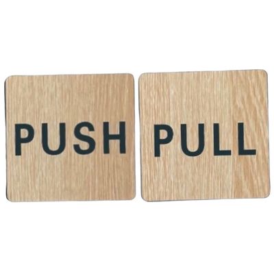 SHINEOFI 2-Piece Push/Pull Door Signs, Rustic Glass Door Signs