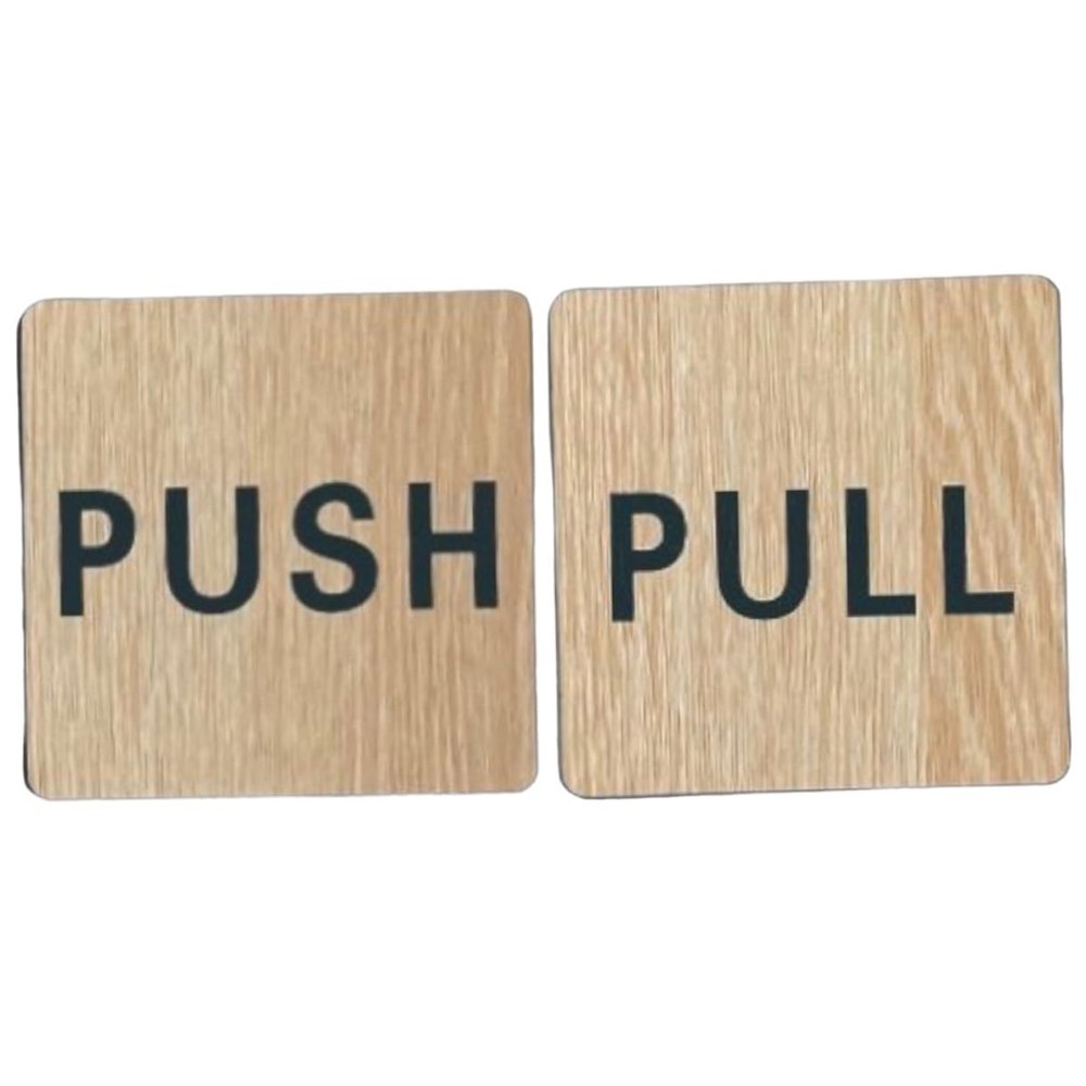 SHINEOFI 2-Piece Push/Pull Door Signs, Rustic Glass Door Signs
