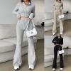 KBOPLEMQ Women's 2-Piece Knit Set with Cropped Cardigan and Pants view 2