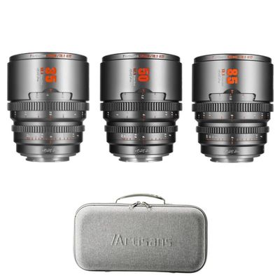 7Artisans 35/50/85mm T2.1 Cine Lens Series 3 Lens Kit, Super 35 Hope Prime for E-Mount Cameras, FX30 and More (Titanium)