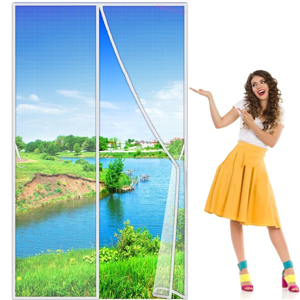 White Adjustable Polyester Fly Screen Door, 335 x 165 cm