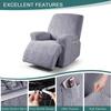 ZYHBBGXFC-XM Super-Stretch Sofa Cover, Recliner Slipcover for 1/2/3-Seat Sofas, Power Lift, Gray, 2 Seats view 4