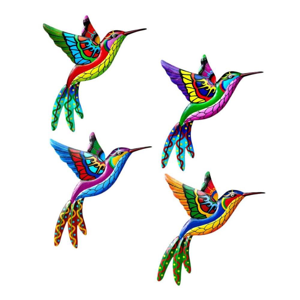 OFFSCH Hanging Ornaments, Set of 4, Iron Hummingbird Wall Art
