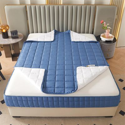 Mattress Protector with Zipper 140 x 190/200 cm, Adjustable Mattress Encasement, Soft Quilted 5-Sided Cover, Washable Fitted Sheet (80 x 190 + 5 cm), Blue A