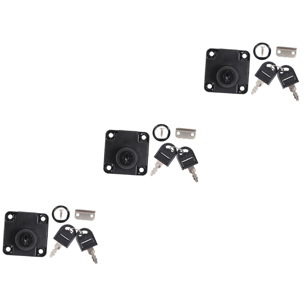 SEWOART 3-Pack Drawer Locks for Childproofing, Office and Mailbox Locks, Zinc Alloy, 19 x 32 mm, 2 Keys, Furniture Installation