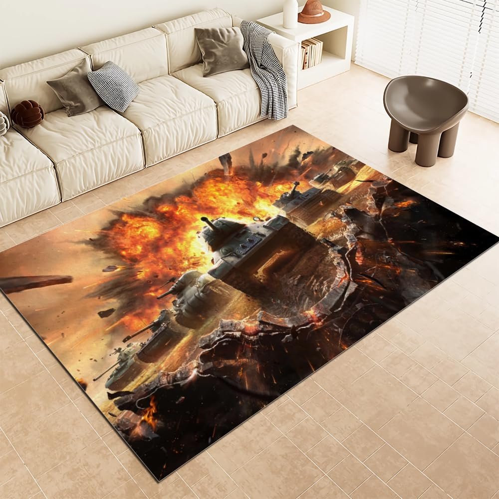 SANBEC Tank Wall-Breaking Game Scene 3D Rug