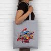 Personalized Monster Truck Cotton Tote Bag with Name – Light Gray view 2