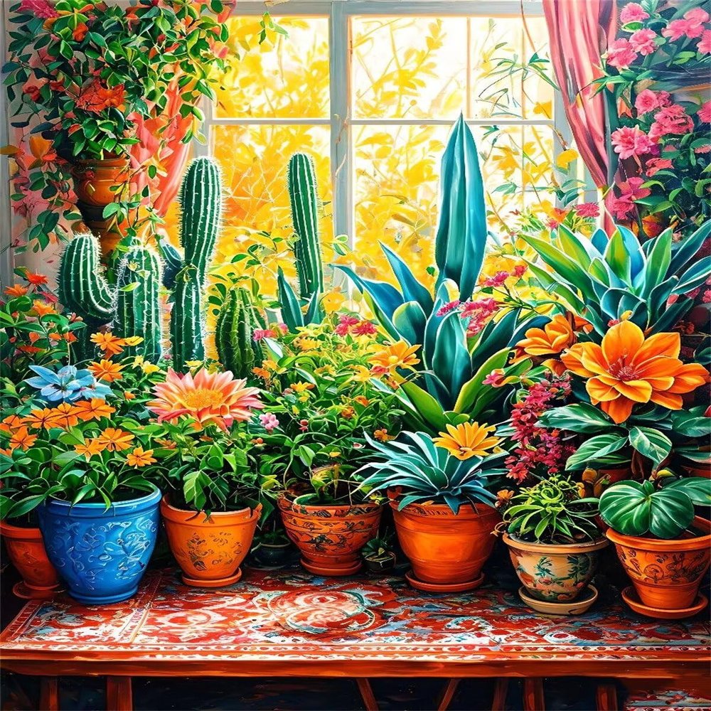 Paint by Numbers for Adults, Cactus Flower, 20 x 24 in, Unframed