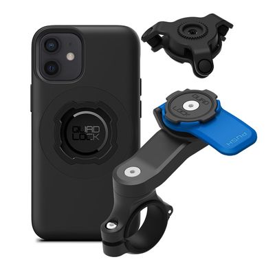 QUAD LOCK Motorcycle Handlebar Phone Mount with Vibration Dampener and MAG Case for iPhone 12 Mini