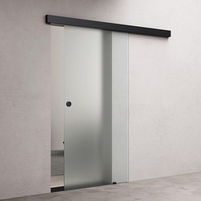 doporro Glass Sliding Door Complete Set 102.5 x 215 cm, Fully Satin-Frosted ESG Glass