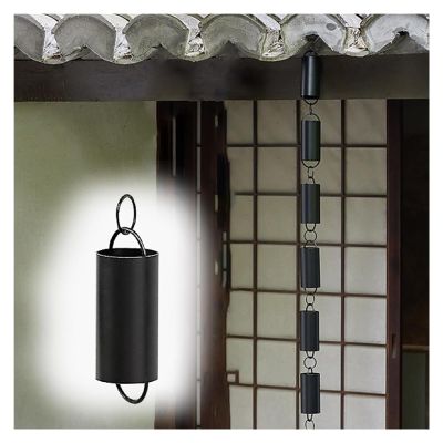 WJFLUCK Rain Chain for Downspouts, Aluminum Alloy Cylinders, Black, 2.4 m (7.8 ft)