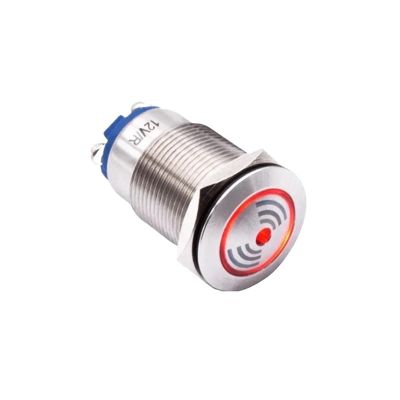 UYCUODLUY 19 mm/22 mm Waterproof Loud LED Flash Buzzer Switch, Stainless Steel, 12 V/24 V/220 V Indicator Red Lamp Alarm Warning Buzzer (19 mm, AC/DC 24–220 V)