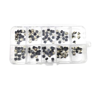 UYCUODLUY 180-Piece Momentary Metal Tactile Push Button Switch Set, H=1.5/1.6/1.7/2.0/2.3/2.5/3.0/3.5/4.3 mm, SMT, 4-Pin