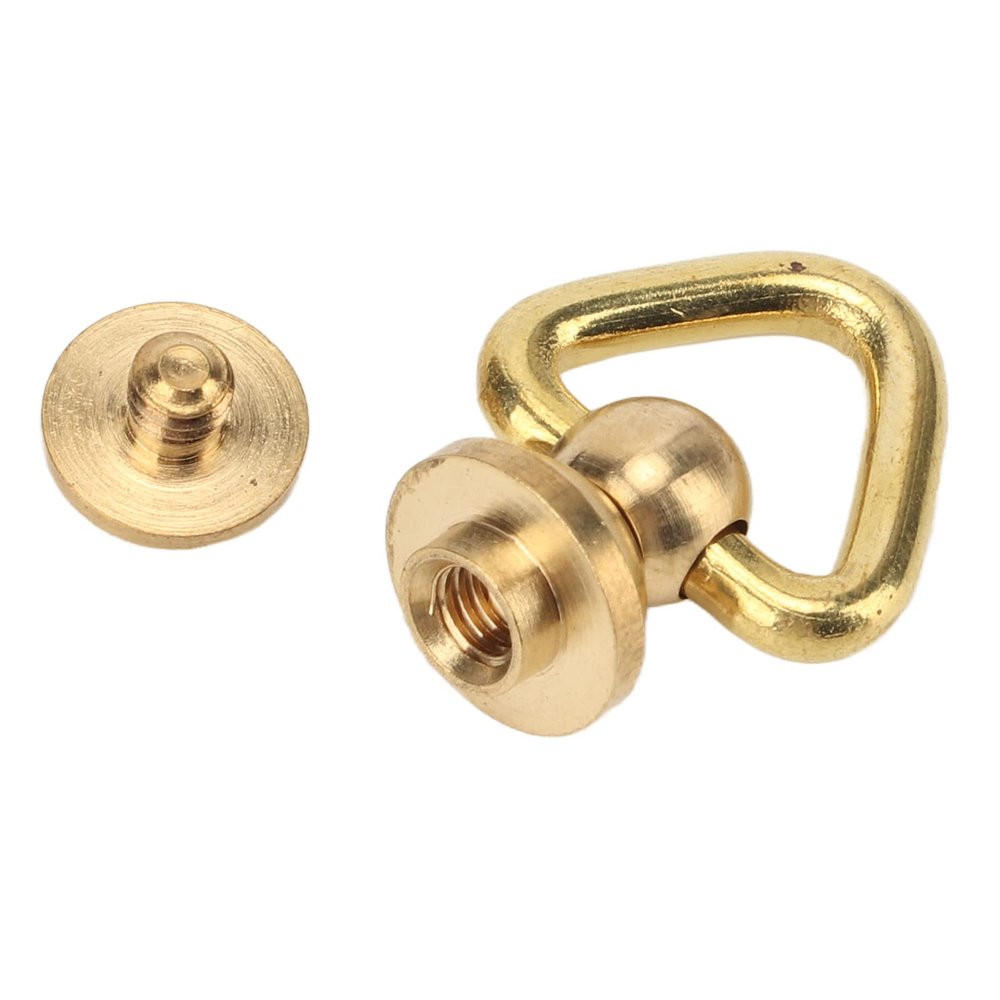 ANKROYU 12 Sets D-Ring Rivets, Brass Pull-Ring Rivets for Bags, Belts & Phone Cases