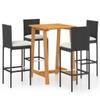 Home Items 5-Piece Black Polyrattan Garden Bar Set with Cushions view 1