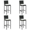 Home Items 5-Piece Black Polyrattan Garden Bar Set with Cushions view 2
