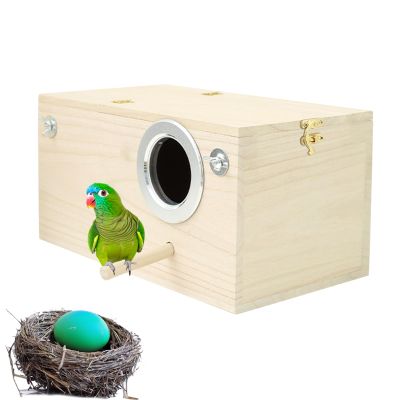 Wooden Budgerigar Breeding Box with Perch Holder