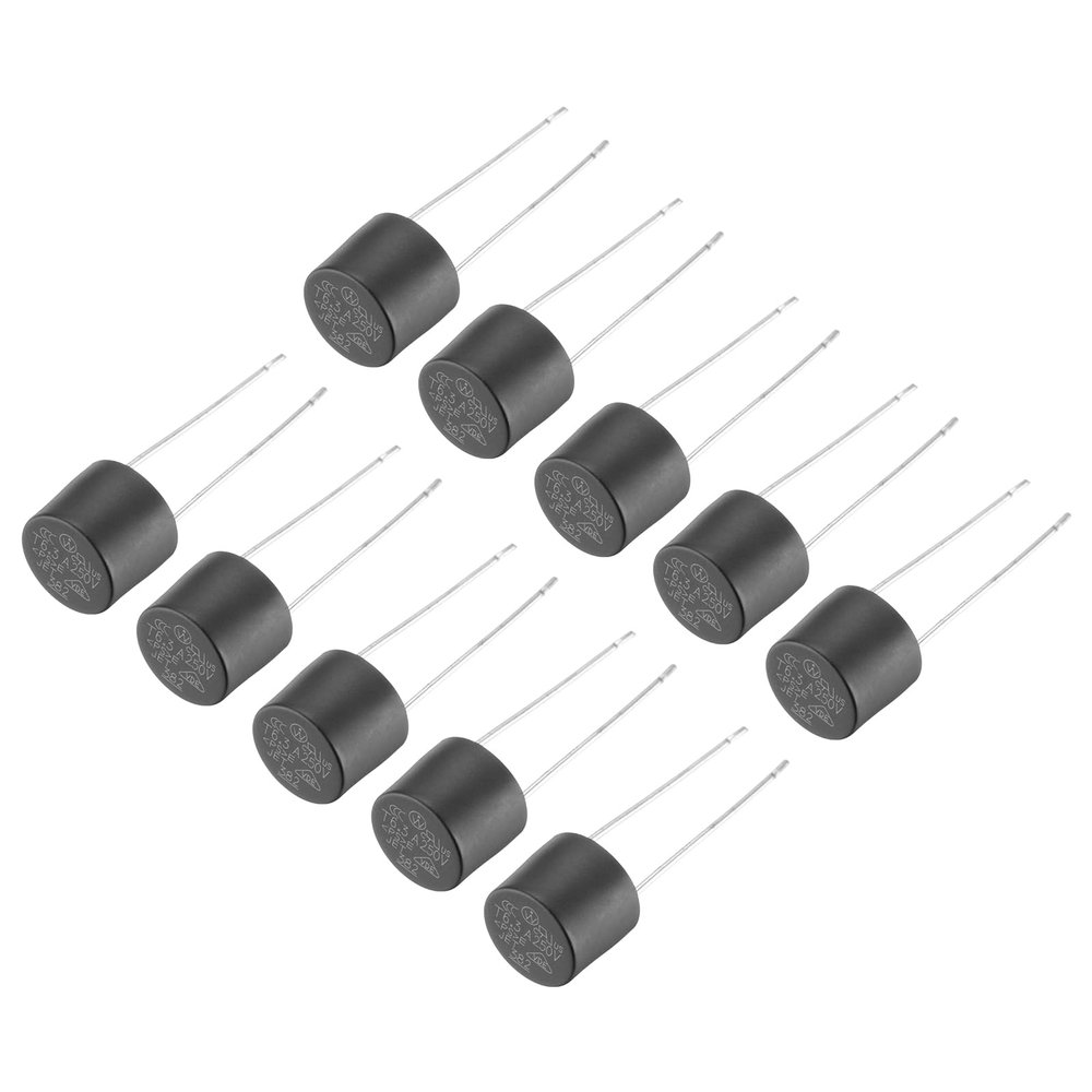 QUARKZMAN 30-Piece Miniature Cylinder DIP-Mounted Slow-Blow Fuse Assortment, T6.3A 250V, Black