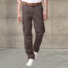 SRZYMJ Men's Jogger Pants, 3/4-Length Pants, Swim Shorts, Linen Cargo Pants, Camouflage Thermal Underwear, Coffee Cargo Pants, Black, XL-34 view 3