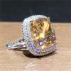 GleaMora Pink Yellow White Square CZ Wedding Ring for Women, Elegant Geometric Engagement Ring view 4