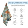 VFMNT Oversized Beach Towel for Adults, Teapot and Cup, Sand-Free, Quick-Drying, Absorbent, 129.5 x 78.7 cm view 3