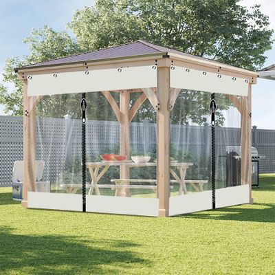 LGJEGD Pergola Side Panels with Zipper, 0.5 mm Clear and White Waterproof Outdoor Tarp Curtain with Grommets (1.6 x 2.5 m / 5.2 x 8.2 ft)