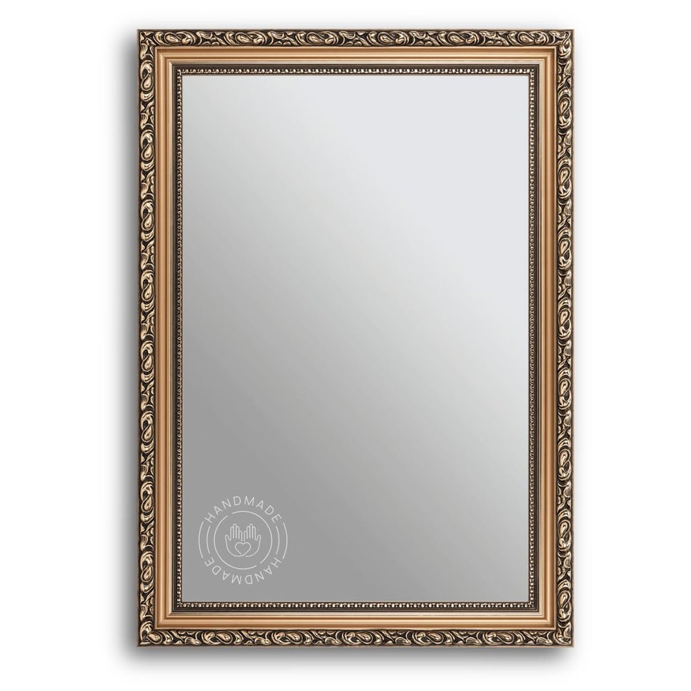 CLAMARO Oslo Baroque Wall Mirror, Antique Bronze, Solid Spruce, 65 x 125 cm
