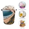Serene Coastal Foldable Waterproof Oxford Fabric Laundry Hamper with Handles view 3