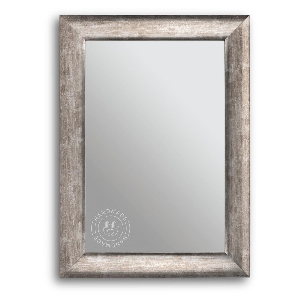 CLAMARO Porto Baroque Wall Mirror, Antique Silver, Solid Wood Frame, 40 x 100 cm