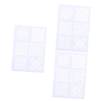 SEWACC 3-Piece Reusable Plastic Drawing Stencils, Creative Coloring Templates for Art and Craft Projects, White Square
