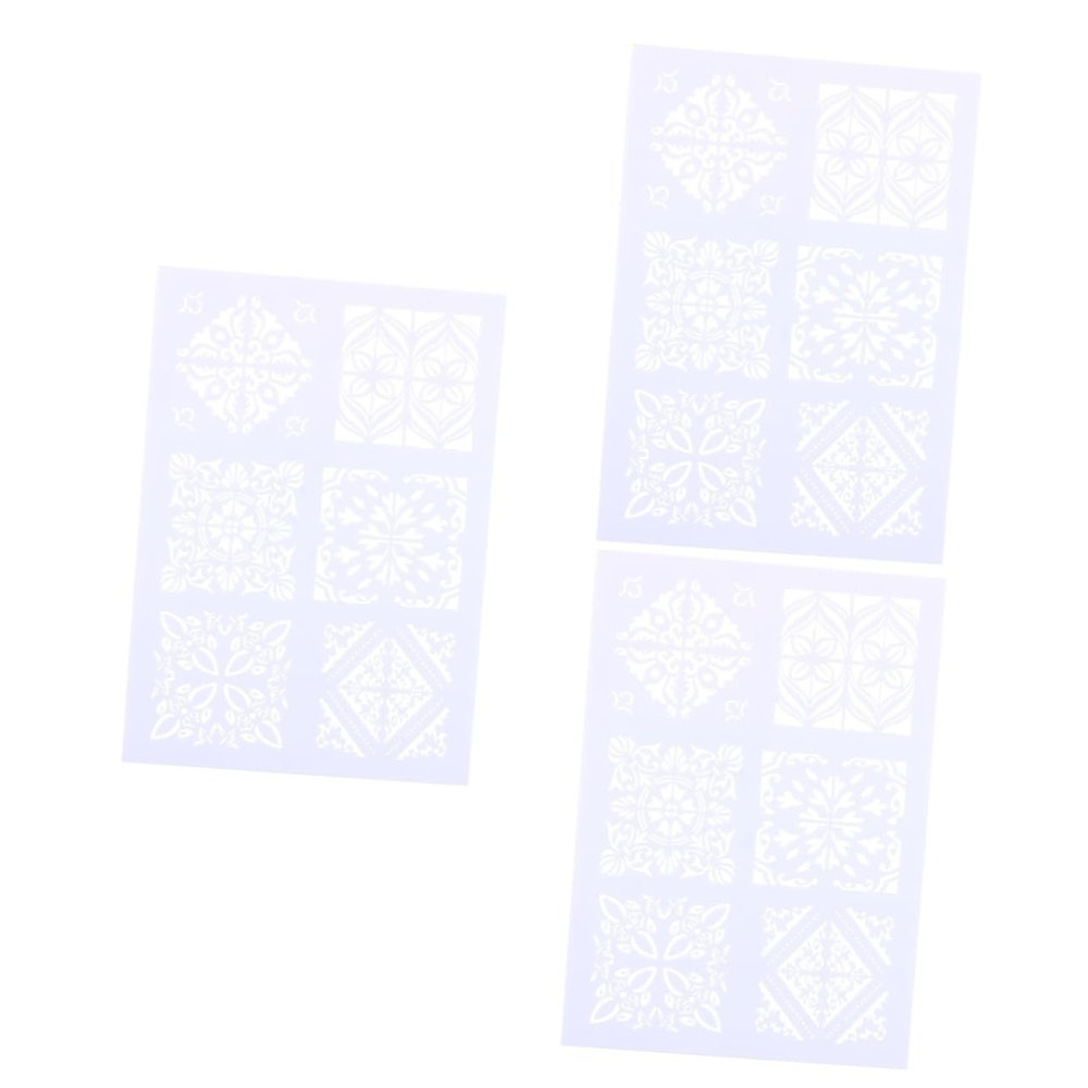 SEWACC 3-Piece Reusable Plastic Drawing Stencils, Creative Coloring Templates for Art and Craft Projects, White Square