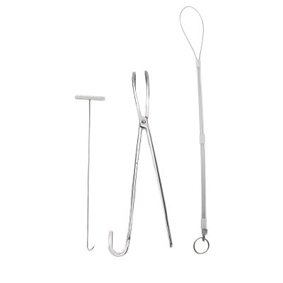Stainless Steel Obstetric Tool Set with Rope, Pliers, Hook, and Wire Loop for Veterinary Livestock Use