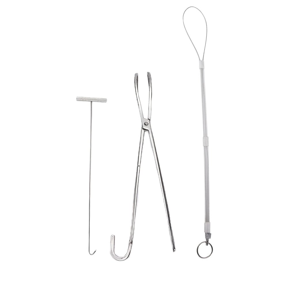 Stainless Steel Obstetric Tool Set with Rope, Pliers, Hook, and Wire Loop for Veterinary Livestock Use