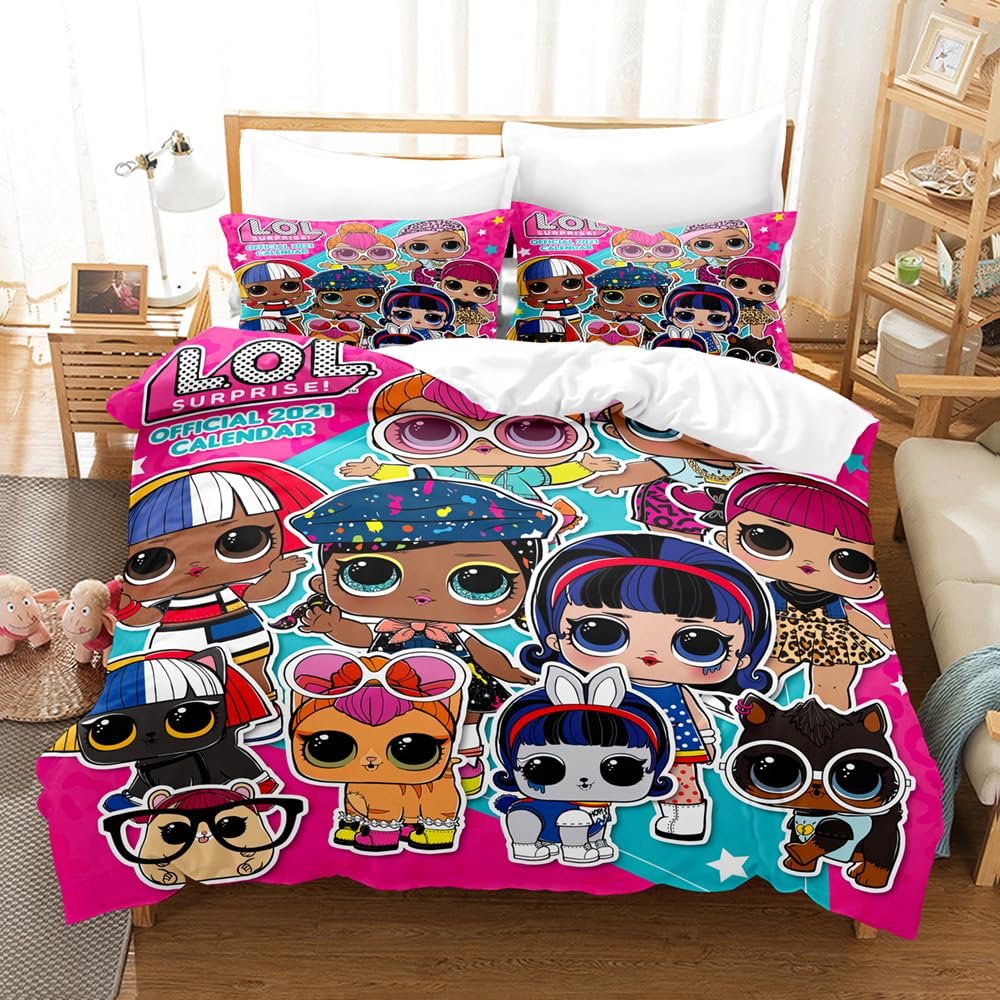 Ste-X L.O.L. Surprise Duvet Cover Set, Soft, Breathable, Easy-Care, 200 x 200 cm, 2 Pillowcases (50 x 75 cm), LOL 02