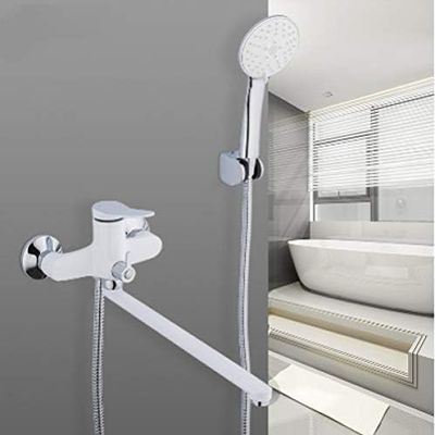Kitchen Faucets, 35 mm Bathroom Shower Faucet, White Bathtub Mixer with Hand Shower Set, Wall-Mount Shower Faucet