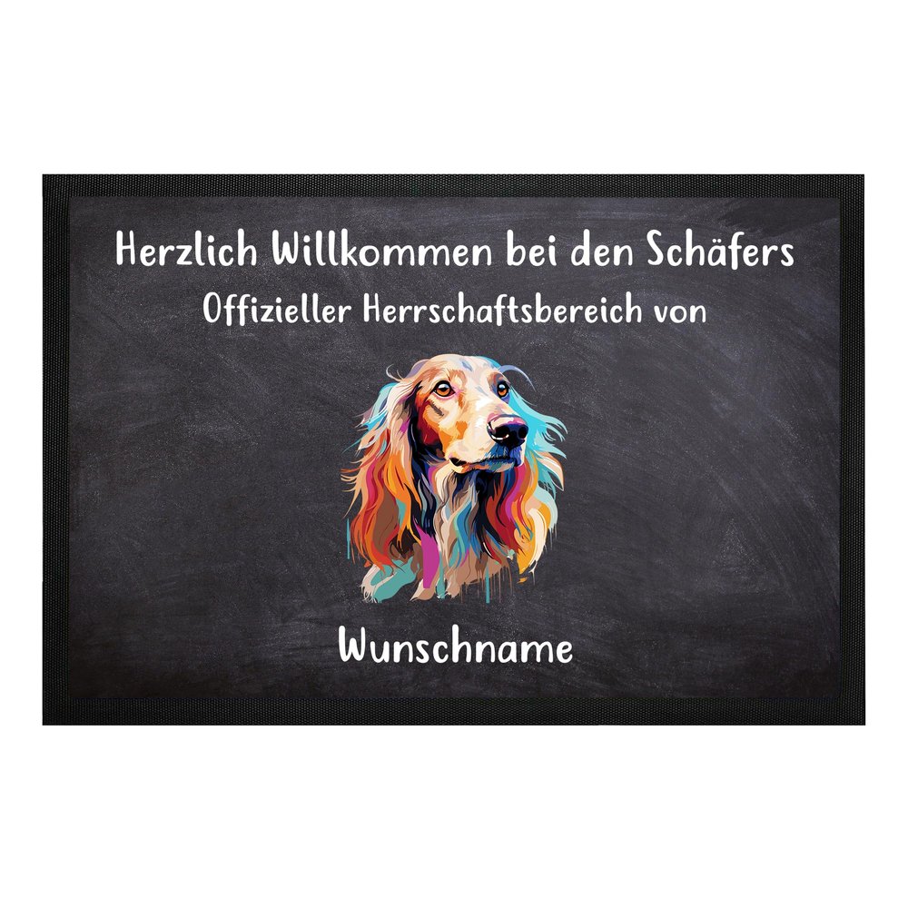 Personalized Saluki Doormat – Indoor & Outdoor, with Name, Anthracite