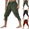 RUMAOZIA Men's Linen Pants, Long Medieval Viking Costume Pants with Pockets, Vintage Casual Cosplay Renaissance Pirate Pants, One Size view 2