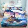Lighthouse Ocean Beach Duvet Cover Set, 135 x 200 cm, Soft Microfiber, Zipper Closure view 1