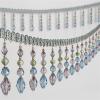 1 Yard Gray Curtain Trim with Tassel Pendant and Crystal Beads view 1