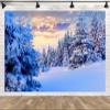 CORFOTO 10x8ft Winter Snow-Covered Mountain Landscape Photography Backdrop view 2