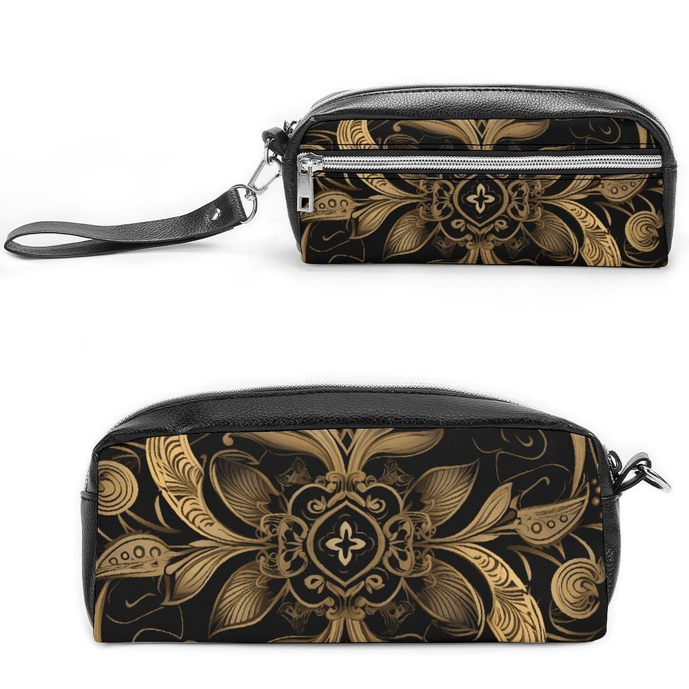 NWTRK Large Pencil Case with Black and Gold Pattern