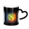 Orange Softball Baseball on Fire and Water Color-Changing Ceramic Mug view 1