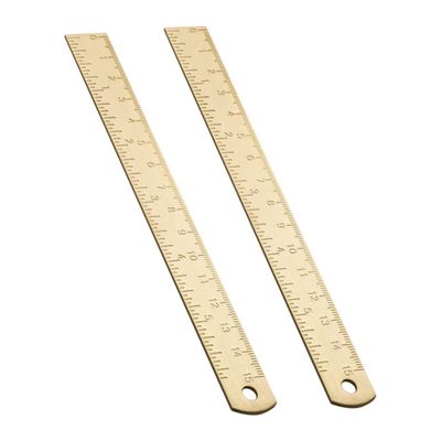 Back-to-School 2-Piece 15 cm Brass Ruler Bookmark Set for Students