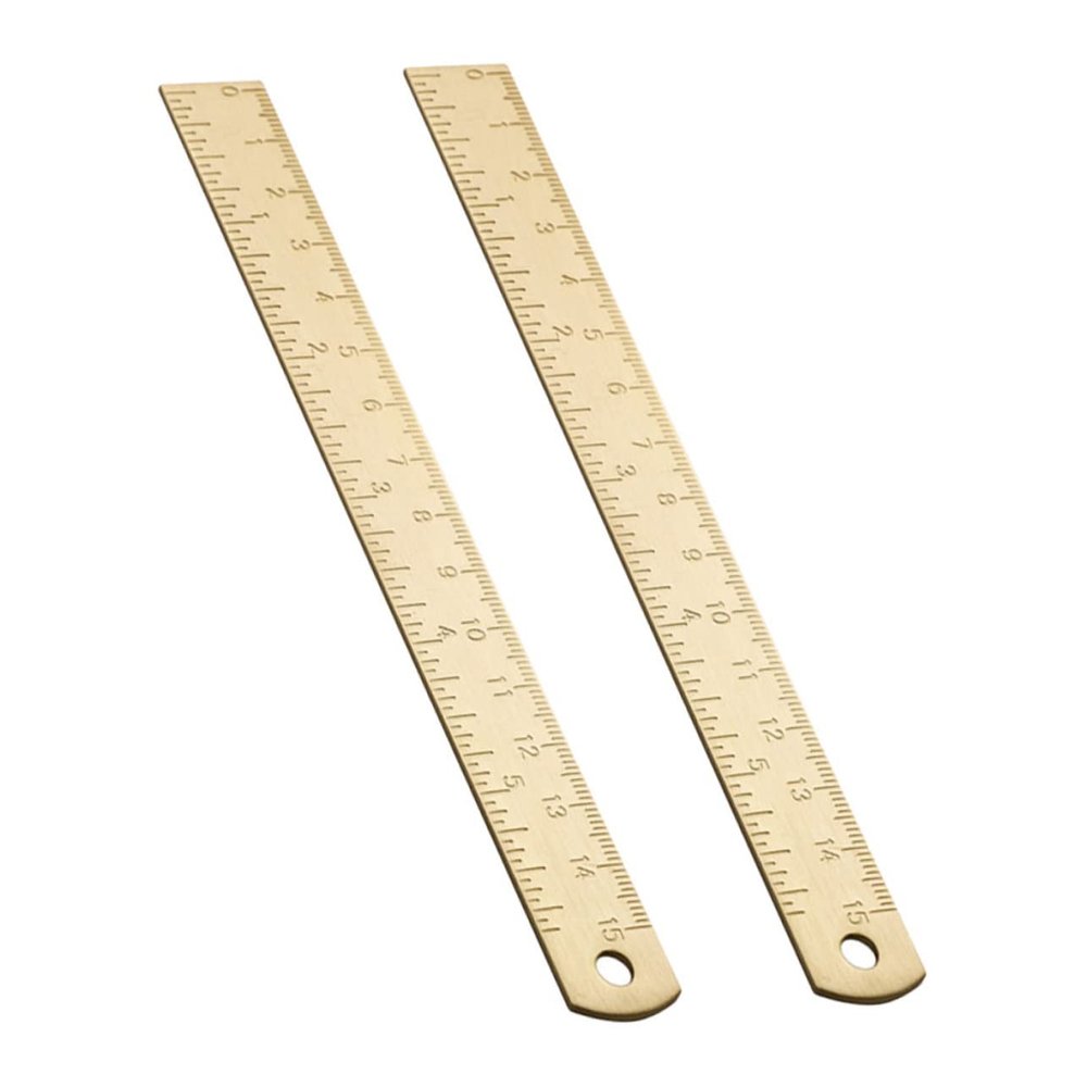 Back-to-School 2-Piece 15 cm Brass Ruler Bookmark Set for Students