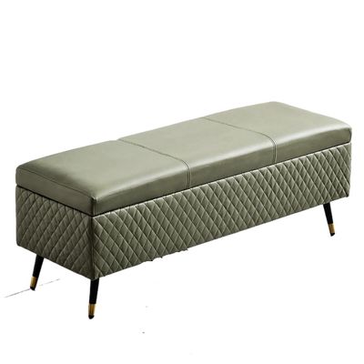 OZSSLJJ Leather Storage Ottoman Bench, Green, 31 x 16 x 18 in