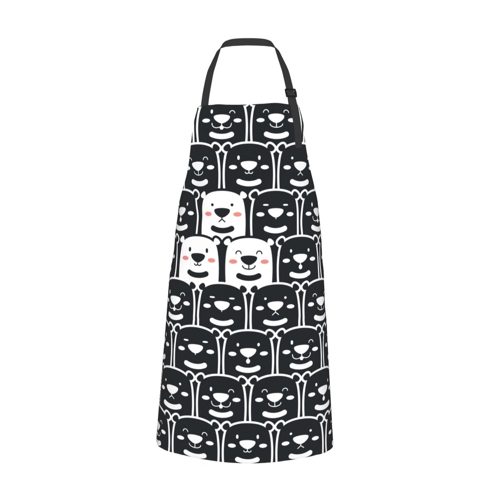hihihihihihihihi Cat Faces and Paws Waterproof Apron with Pockets, Adjustable Bib Apron for Cooking, Gardening, Baking, Service, and Ice Bars, One Size