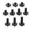 UYCUODLUY 200/100-Piece 10-Model 6 × 6 Tactile Push Button Switch Kit, 4.3–13 mm DIP 4-Pin Switches with Box view 1